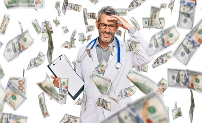 طبيب محاط بالأموال